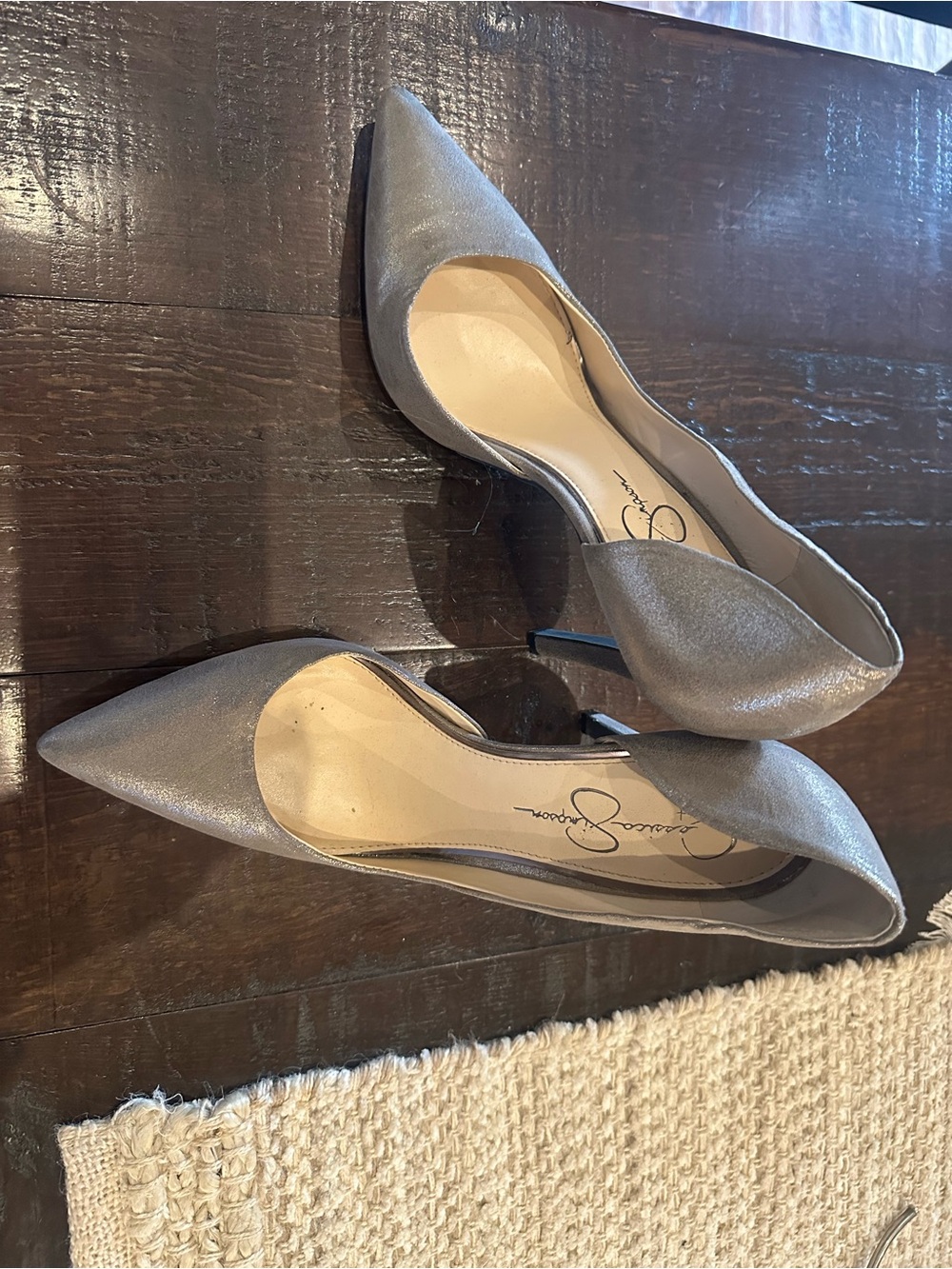 Jessica Simpson Silver Pointed-Toe D'Orsay Pumps